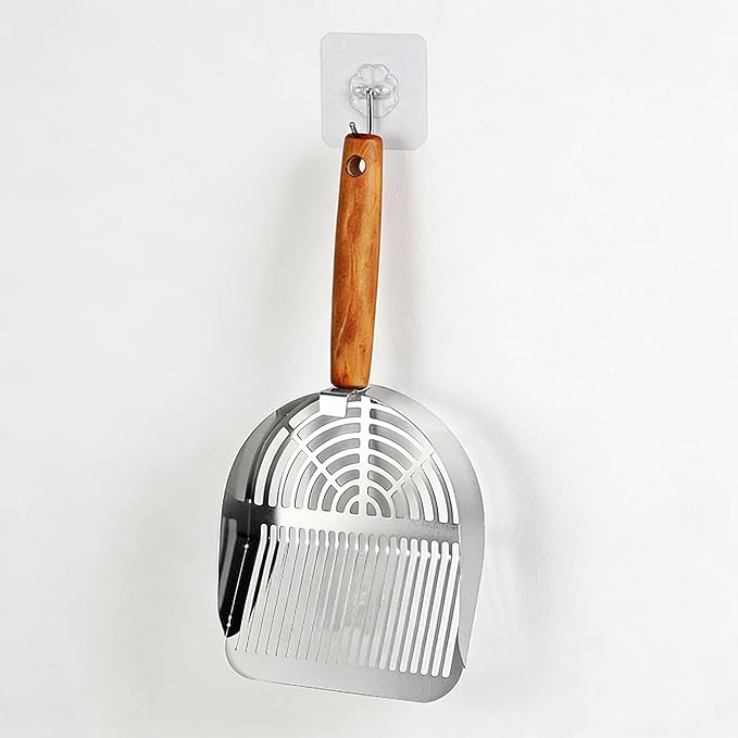 Stainless Steel Metal Cat Litter Scoop with Holder,Heavy Duty Litter Scooper & Speed Sifter,Dual-Width Holes for Quick Cleanin,Suitabla cat Scooper for Cat Litter Box,Durable, Heavy Duty