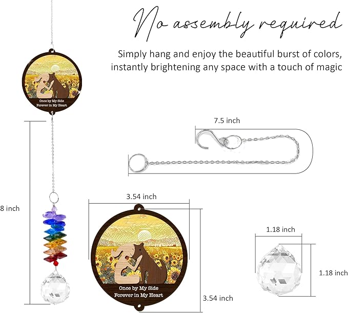 2 Layered Ornament Suncatcher - Pet Memorial Suncatcher - Crystal Unique Hanging Ornament - Sympathy Thoughtful Keepsake - Mother's Day Christmas Birthday Gift for Dogs Lover Dog Mom