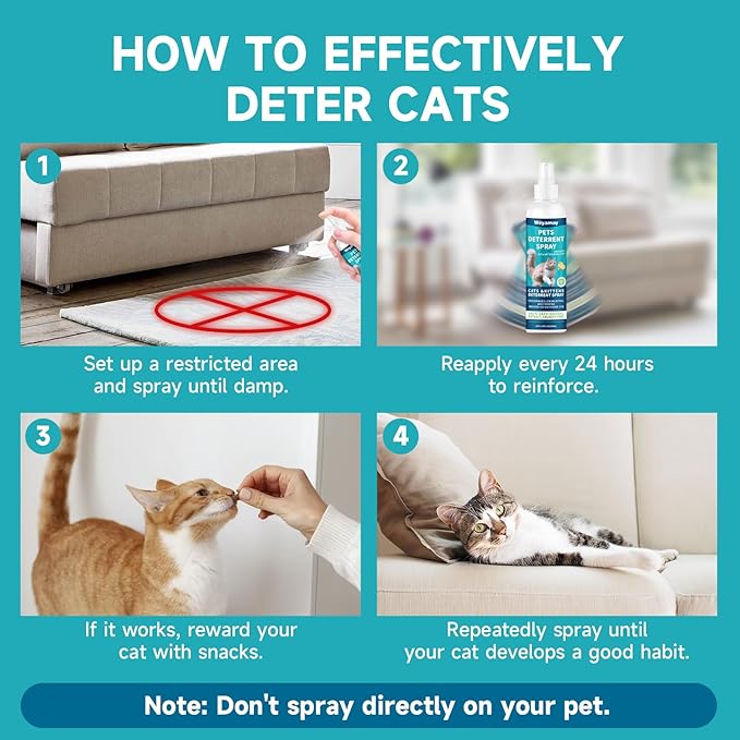 Cat Deterrent Spray, Cat Scratch Deterrent for Furniture, Cat Repellent Spray to Keep Cats Away, Cat Repellent Spray for Furniture Indoor & Outdoor, Prevent Scratching, Digging & Chewing 200ml