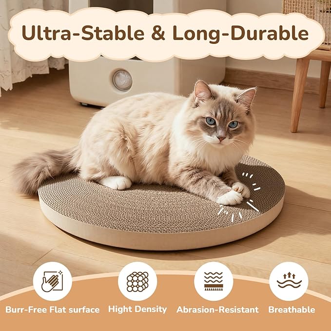 4pcs Cat Scratch Pad, Cat Scratcher Cardboard & Cat Scratching Pads - Round Cat Scratcher Refill, 10 Inch Diameter 7/8 Inch Thick cat scratchers for Indoor Cats