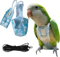 Snap-Closure Parrot Diapers with Adjustable Leash - Washable Bird Flight Suits for Cockatiels, Sun Conures & Quaker Parrots Secure & Chew-Resistant (S – Peachfaced Lovebird + 1m Rope)