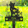 Personalized Flowers Cat Memorial Stake Grave Marker, Custom Pet Cat Memorial Grave Marker Stake with Paws, Customized Cat Garden Stake Memorial Metal Sign Remembrance Yard Burial Stake