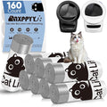 160 Count Cat Litter Box Liners Compatible with Litter Robot 3 & 4, Cat Litter Liners for Automatic Litter Box, 10-12 Gallon Heavy Duty Waste Bags with Drawstrings, 25.19" x 15.7" (Black)