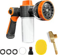 Dog Washing Hose Attachment, 10-in-1 Soap Sprayer Moden Garden Hose Nozzle with 100cc Soap Dispenser, Dog Wash Supplies with Dog Bath Brush & Pet Comb, Foam Gun Car Wash Sprayer (Orange)