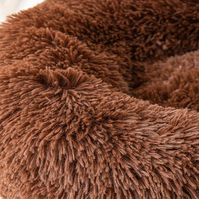 Donut Style Cat Beds for Indoor Cats Fluffy Plush Soft Small Dog Bed Faux Fur Small Pet Bed Non Slip Bottom Indoor for Puppy and Kitten Comfort Support Rabbit Pillow for 2.5KG