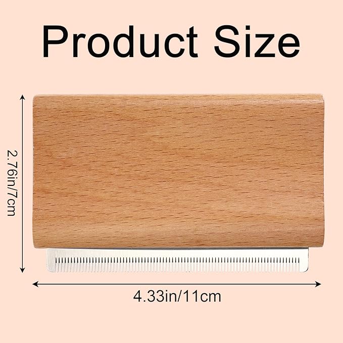 Dog Deshedding Brush, Wooden Pet Kitten Hair Shedding Grooming Brush Tool with Fine Comb Teeth Puppy Kitty Deshedding for Small Medium Large Dog Cat with Long Short Straight and Wavy Fur(Wood Color)