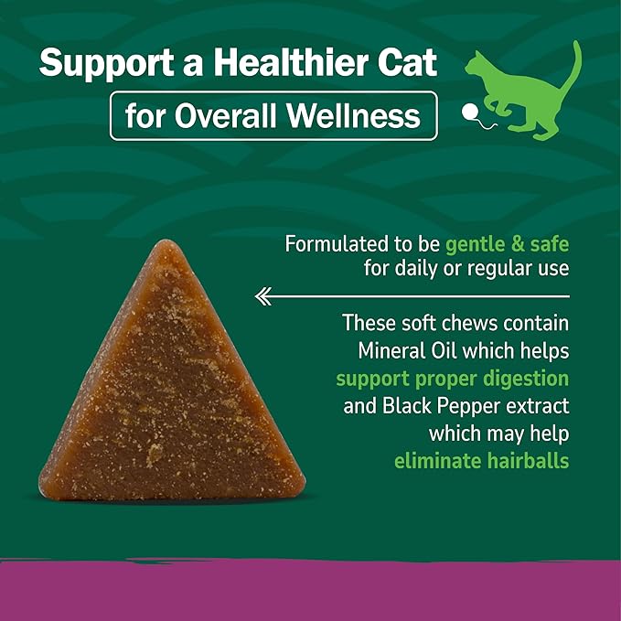 Petnc Hairball Soft Chews for Cats (90 Count), Helps Reduce Cat Hairball Formation with Mineral Oil & Black Pepper Extract, Chicken & Cheese Flavor, For Felines of All Ages & Breeds