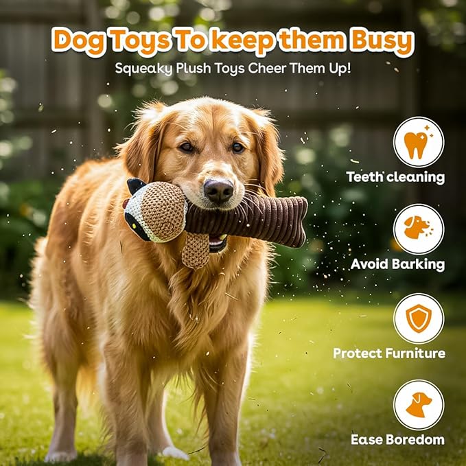 NatureTailsPaw Soft Dog & Cat Toy – Cute Squeaky Interactive Chew Toy for Puppies & Kittens, Durable Plush Teething Toy for Small, Medium & Large Breeds (Bear)