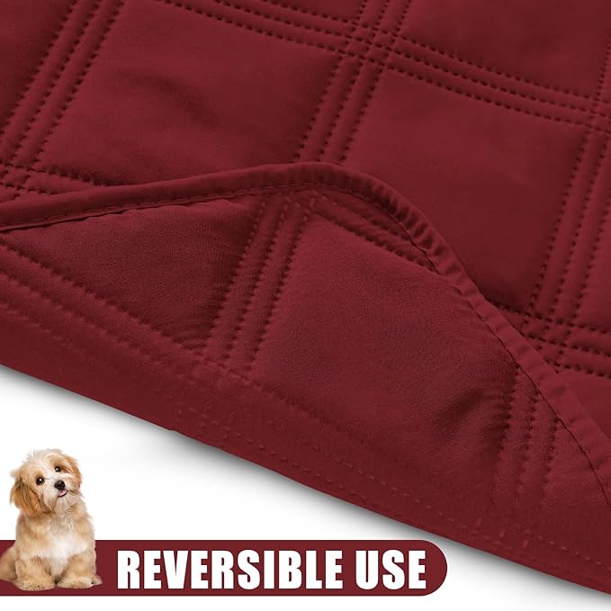 Smiry Waterproof Dog Bed Cover Blanket 40x80, Soft Reversible Pet Blanket, Washable Leakproof Cats Dogs Couch Cover for Sofa, Couch, Furniture, Wine Red/Wine Red