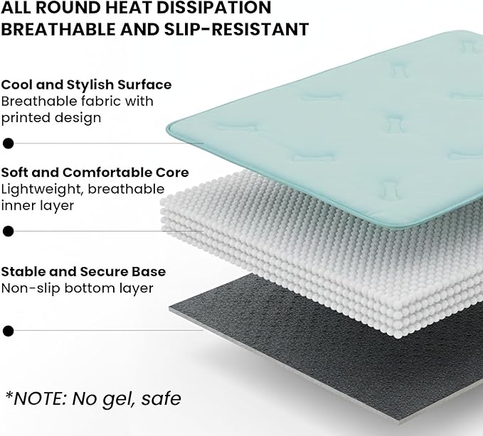 Cooling Pet Mat – 41x28.5 Dog or Cat Cool & Comfy, Soft Breathable Self-Cooling Pad, Pet-Safe, Durable, Perfect for Hot Weather, Naps, Crates, Cars, Couch, Washable, Take Anywhere, Blue