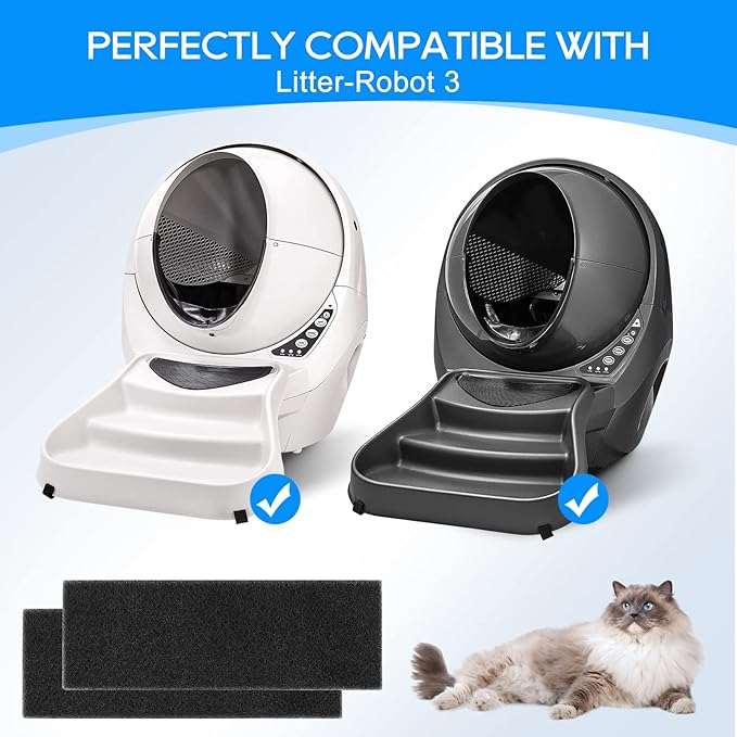 0.6’’ Carbon Filters Compatible with Litter-Robot 3, Activated Carbon Litter Box Filter Compatible with Litter-Robot 3 Self Cleaning Cat Litter Box Filters, Accessories Replacement 8 Pack