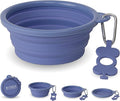 Bonza Collapsible Dog Bowls - Medium 25 oz, Dog Travel Accessories, Silicone Portable Dogs Bowl & Water Dish with Reinforced Rim & Carabiner for Hiking, Camping, and Car Trips, Periwinkle