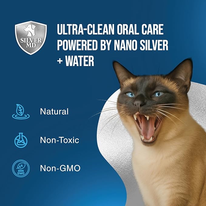 Pet Dental Care Spray for Dogs & Cats, 8 Oz, Breath Freshener & Oral Hygiene Solution with Nano Silver & Tartar Buildup Support, Teeth Cleaning Gum Spray, Gentle Formula, No Brushing