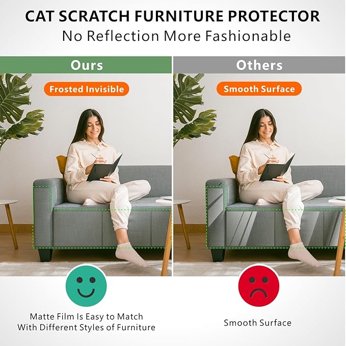 Couch Furniture Protectors from Cats Scratching Claws, 12 Pack Self-Adhesive Sofa Corner Protectors, Cat Claw Deterrent for Chair, Furniture (Single-Side)