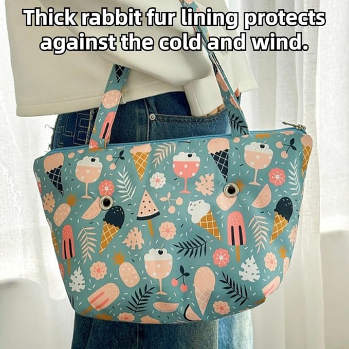 Warm Bird Carrier Bag for Winter Shoulder/Hand Bag Outdoor Portable Travel Carrier with Air Holes for Parakeets Lovebirds Conures Quarkes Caique (Grey,Large)