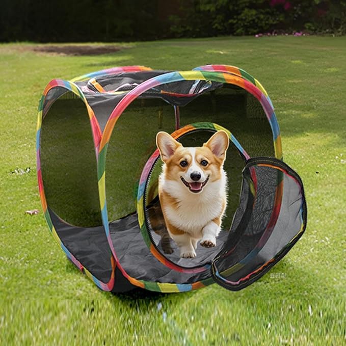 2025 Cat Cube Tent, Rolling Cat Cube, Dog Cube Tent, Pop Up Mesh Cube for Cats, Pet Play Cubic Outdoor, Folding Pop Open Pet Animal Playpen, Ventilated Pet Playhouse for Puppy Kitten Bunny