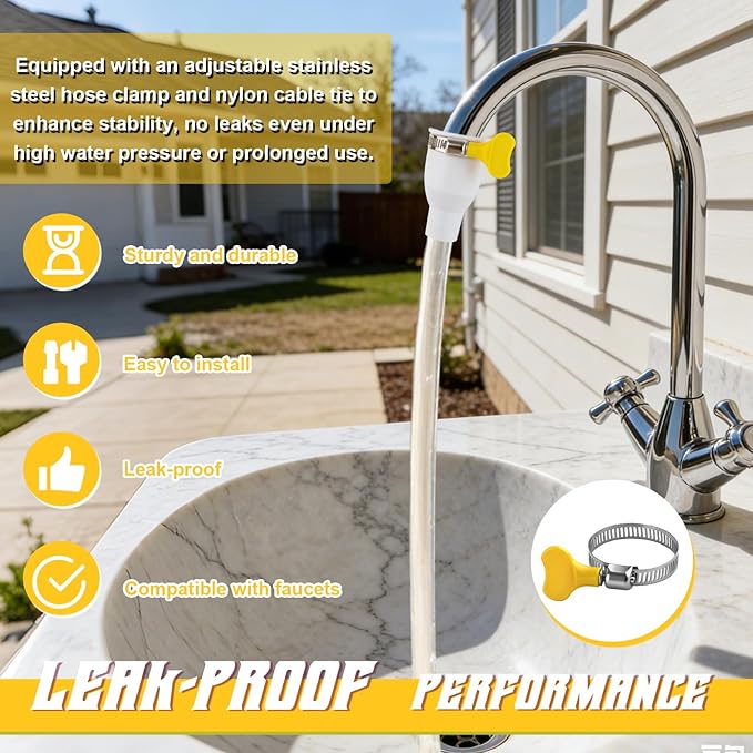 Dog Shower Hose Attachment for Faucet - 6.5ft Sink Hose for Bathtub Faucet, with Adjustable Connector Clamp & Shower Head, Portable Sink Attachment for Bathtub, Dog Shower, Bucket, Outdoor Cleaning
