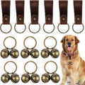 Dog Bells for Pet Tracking, 12PCS Extra Loud Dog and Cat Bells for Collar, Vintage Copper Collar Charms Pendant with 6 Leather Button Strap for Outdoor Safety, Pet Tracking