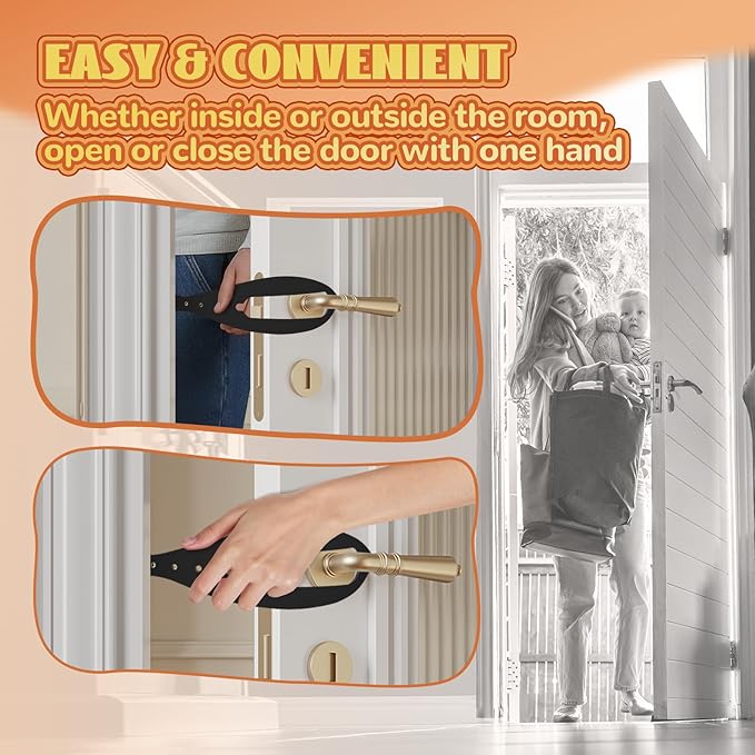 TGIOW Cat Door Latch, 2 Pcs Cat Door Stopper Pet Door Latch to Keep Dog Out of Litter Box and Food, Door Prop for Cat with 5 Adjustable Size Strap 2.5-6" Wide, No Measuring, Easy to Install, Black