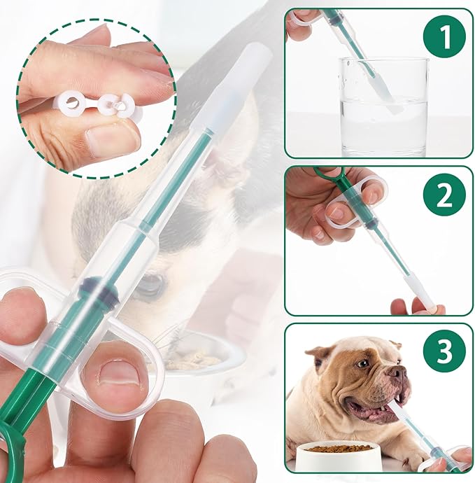 Oruola 3pcs Cat Pill Dispenser,Pet Pill Shooter,Pills Pusher for Cats Dogs with 6 Heads,Pet Feeding Dispenser Tool for Small Animal,Cat Feeding Push Pull(Red Blue Green)