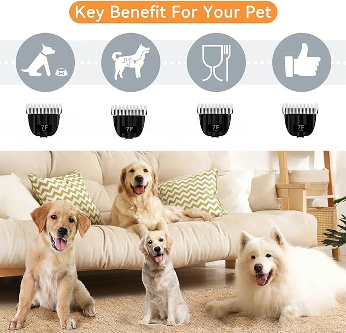 Replacement Blade for nebot P1 Pro Pet Grooming Kit & Vacuum,Size-7F Cut Length 1/8"(3.2mm),Made of Ceramic Blade & Stainless Steel Blade