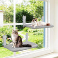 2 Pack Cat Window Perch,Cat Window Hammock Cordless Foldable Window Bed with 4 Large Strong Suction Cup,Reversible Cushion Cover,Metal Frame Easy to Adjust Window Seat Holds up to 40lbs(Gray，M)