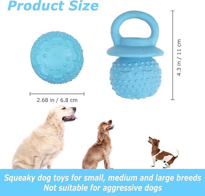 Pacifier Squeaky Dog Toys, Durable Natural Rubber Latex Dog Toy, Fetch and Tug Dog Toy, Dog Treat Toys for Boredom (Blue)