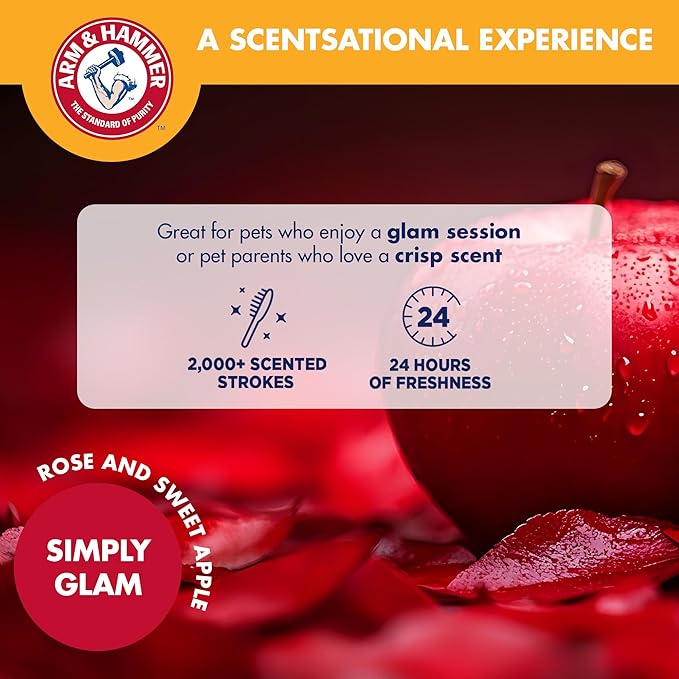 Arm & Hammer Deodorizing Slicker Brush for Dogs with Fragrance Transfer Technology – Scented Self-cleaning Dog Brush - Dog Grooming Brush for Shedding, Sweet Apple & Rose Scent