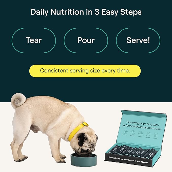 POP-Topper Dog Food Meal Toppers – Multivitamin Powder for Dogs Under 35 lbs - Delicious Bone Broth Base with 6 Human-Grade Superfoods - Supports Joints, Gut, Skin & Coat - 30 Packets