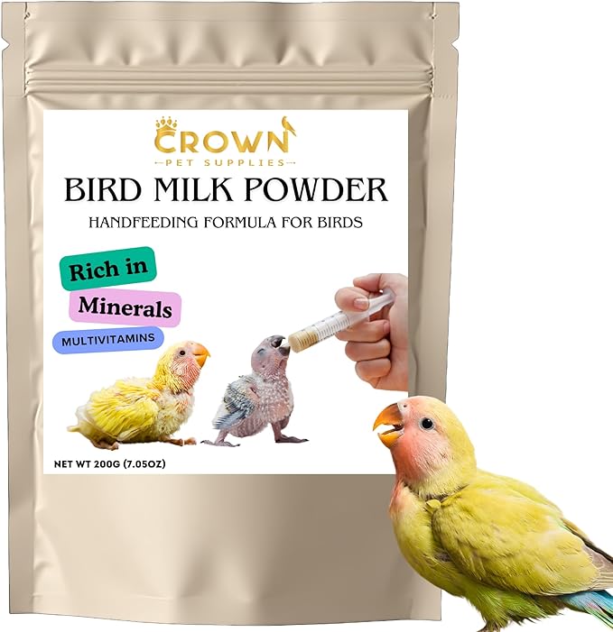 Baby Hand Feeding Formula Milk Powder Rich in Minerals & Multivitamins for Lovebirds, Parrots, Parakeets, Cockatiels, Conures, Cockatoos, and Macaws