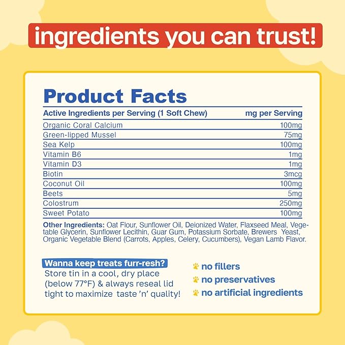Happy Paws 10-in-1 Dog Multivitamin, Supplements for Dogs for Daily Nutritional & Immune Support, Suitable for All Breeds & Ages with Coconut Oil, Vitamin D3 and Biotin, Vegan Lamb Flavor, (200 Chews)