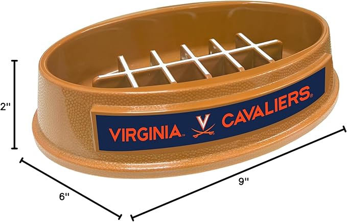 NCAA Super-Bowl - Virginia Cavaliers Slow Feeder Dog Bowl. Football Design Slow Feeding Cat Bowl for Healthy Digestion. Non-Slip Pet Bowl for Large & Small Dogs & Cats