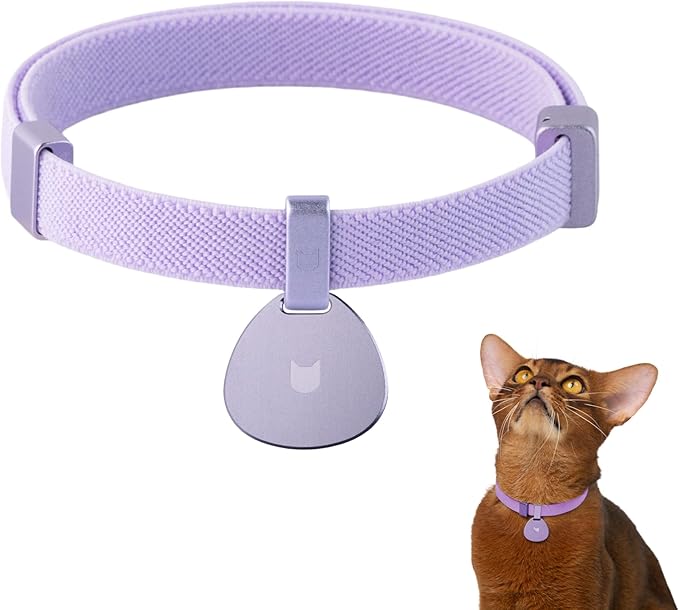 Engraved Pet ID Tag - Personalized Name Tag Engraved Cat Collar Charms, Aluminum Alloy Custom Cat Name Tag for Kitten Small Large Cats (Pocket-Monet Purple)