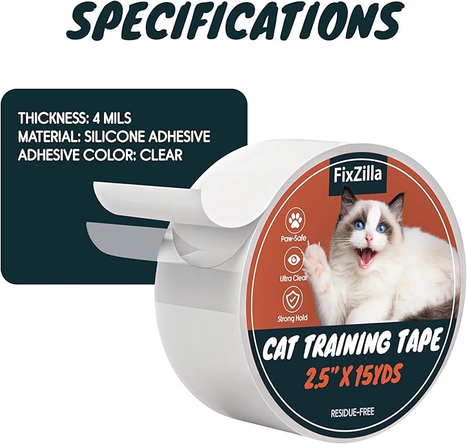 Anti Scratch Cat Tape for Furniture 2.5 Inch x 45 Feet Clear Sticky Double Sided Anti Scratch Cat Tape for Paw Scratching Deterrent and Pet Training for Couch Furniture Protector, Sofa, Doors