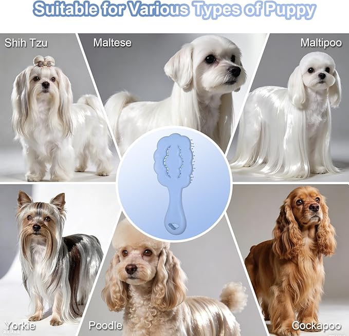 Cloud Shape Small Dog Grooming Brush - Ideal Puppy Hair Brushes for Maltese and Small Breeds- Perfect for Shih Tzus, Yorkies, and Maltipoos - (Blue)