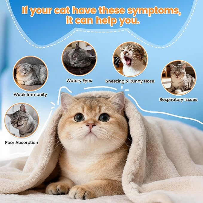 L-Lysine Supplement for Cats - Immune & Respiratory Support for Feline Health - Promotes Eye Function, Reduces Sneezing & Runny Nose - Natural Defense Boost - Roast Chicken Flavor, 60ML