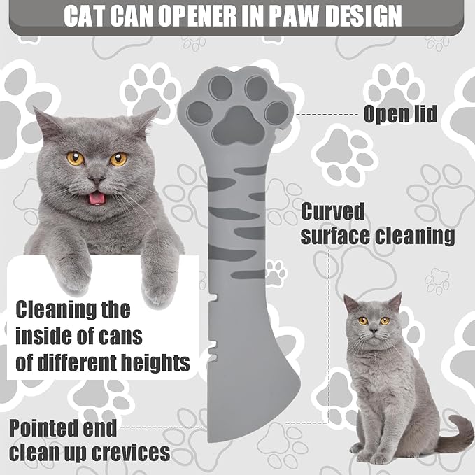 5 Pcs Pet Food Can Supplies Set - Dog and Cat Food Lid, Can Opener, Spoons for Wet Food (Gray Black)