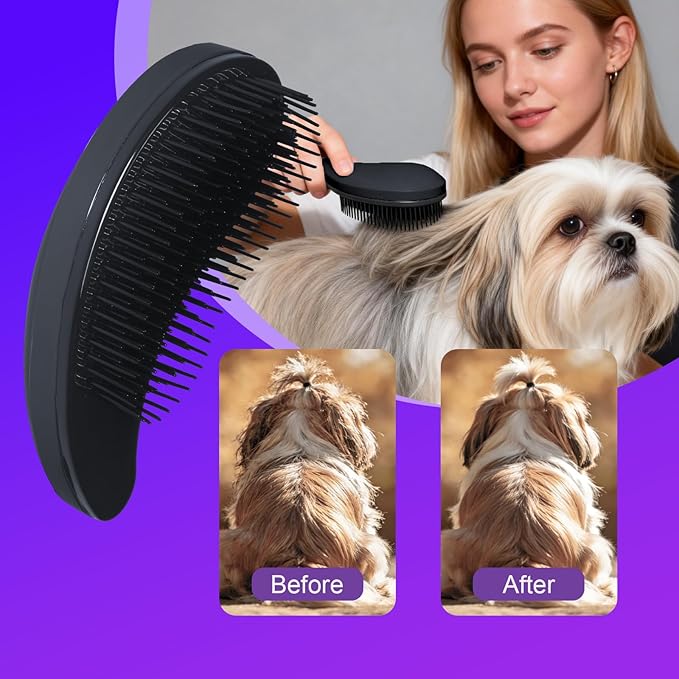 Small Dog Brush- Grooming Tool for Teddy, Yorkies, Maltese, Shih Tzu, Chihuahua - Puppy Hair Brush (Black)