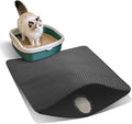 Cat Litter Mat for Indoor Cats Eva Double-Layer Litter Box Mat Washable for Easy Cleaning Cat Rug Collects Litter and Prevents Liquid Leakage (Black, 23.6×30inch)