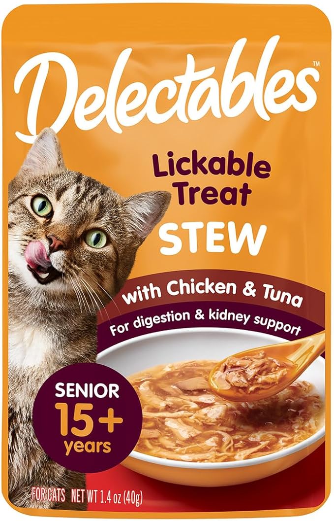 Delectables Stew Lickable Treat for Senior Cats Chicken Tuna (Pack of 4)
