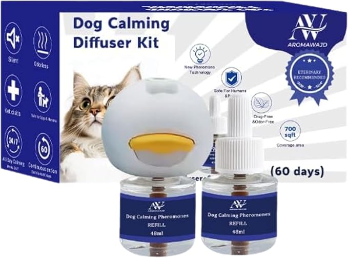 Cat Calming Pheromone Diffuser Kit | Natural Anxiety & Stress Relief for Cats | Reduces Fighting, Spraying & Scratching | Covers Up to 700 sq ft - Vet Recommended | 60-Day Plug-In Refill Included