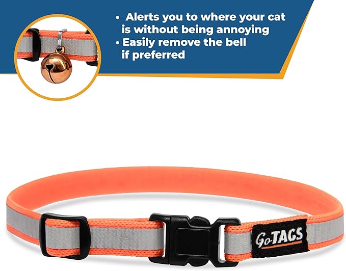 GoTags Personalized Reflective Cat Collars, Engraved Custom Cat Collar with Name and Phone ID, Breakaway Collar with Safety Release Buckle and Bell, Adjustable for Cats and Kitten (Light Blue)