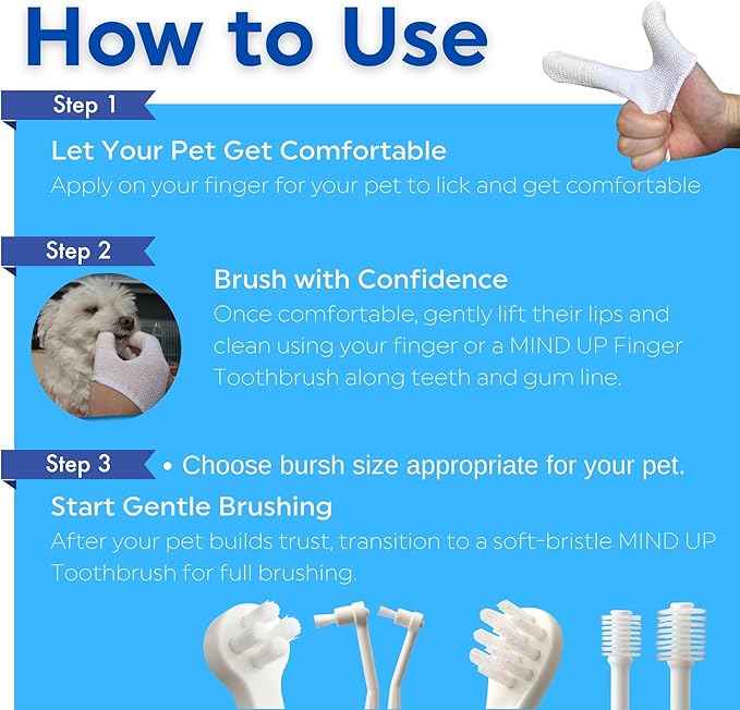 MIND UP Cat Toothbrush with Micro Head, 15° Angled Design for Easier Reach, Pet Toothbrush for Cats & Kittens, Gentle Everyday Brushing, Made in Japan