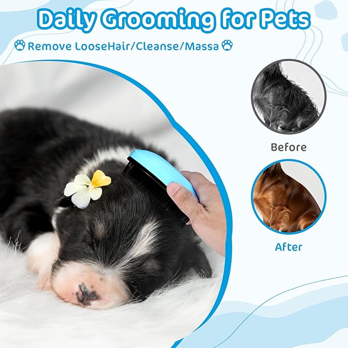 Small Dogs Brush Puppy Hair Brush Soft Pet Massaging Grooming Brushes Gentle Hair Remover for Teddy Yorkies Maltese Shih Tzu Chihuahua Maltipoos Small Breeds Cat Animals Wet or Dry Fur (blue)