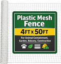 Houseables Plastic Fence, Plastic Mesh Fence, Mesh Fencing, Deer Netting, Cat Netting, Temporary, Wire Fencing, Balcony, Pets, Garden, Chicken, Poultry, Dogs, Construction, Yard, White, 4 x 50 FT Roll