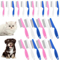 24 Pcs Flea Comb for Dogs and Cats Flea Remover Tool with Stainless Steel Metal Teeth for Detangling Grooming Kit, Pink, Blue and White, 2 Sizes
