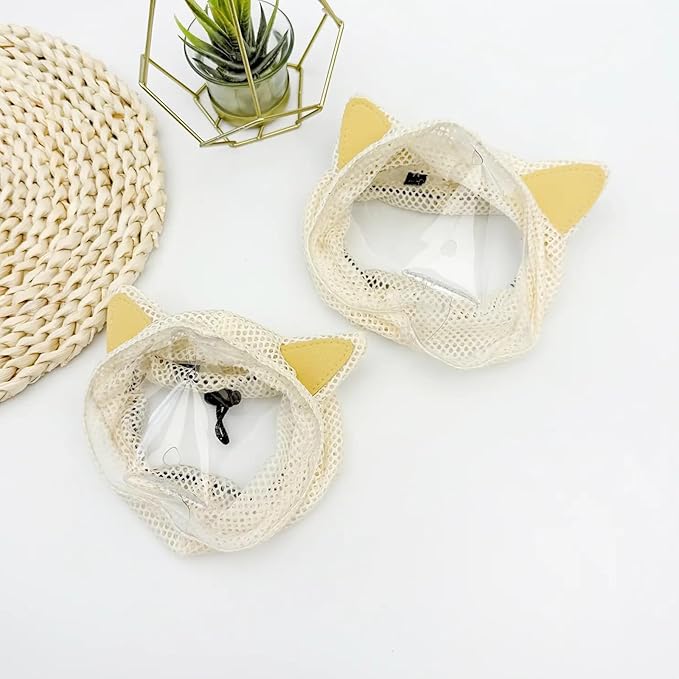Breathable Meshes Cats Head Cover with Regulable Belt Lovely Cats Ear for Anti Licking Anti Scratch Protecting Recovery Head Cover