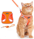 Rttochfy Cat Harness and Leash Set, Escape Proof Kitten Harness, Soft and Breathable Vest with Reflective Strip, Easy to Wear for Cats Walking and Traveling (Orange, M)