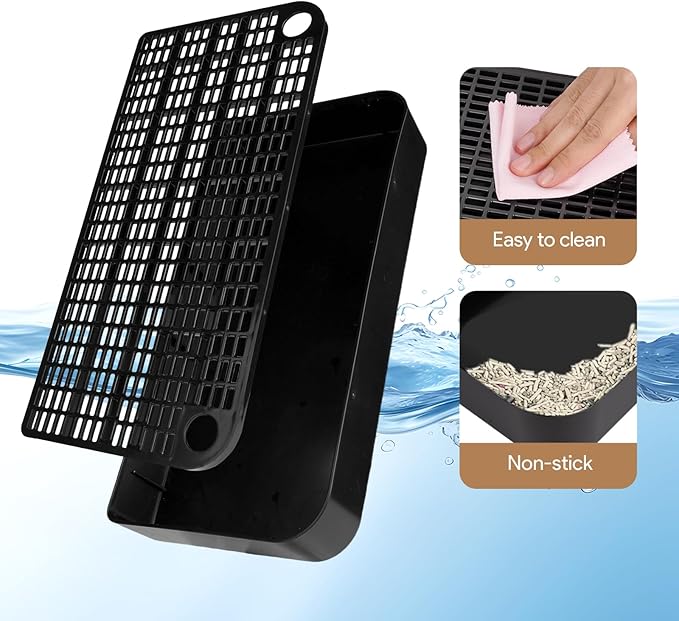 Cat Ramp Litter Box Step, Small Senior Cat Litter Box Mats Ramp for Floor with Filter Function, Low Entry Cute Cats Food Mat Stairs Prevent Tracking, Silicone Small Boxs Shield Catcher Mat Black