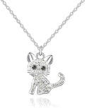 Girls Cat Birthstone Necklace Gifts for Women,Kitty Cats Dog Pendant Necklaces Jewelry for Cat Lovers